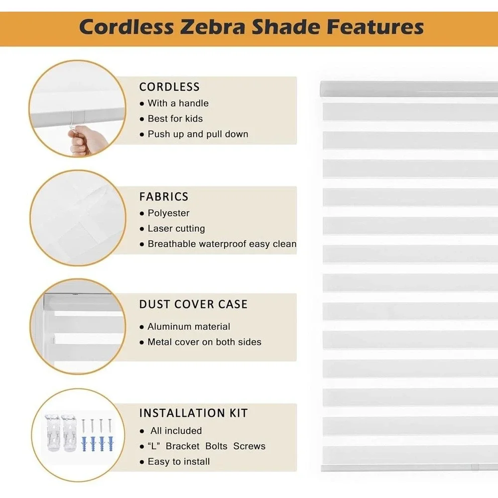 Persilux Cordless Zebra Blackout Window Shades Blinds Light Filtering Home